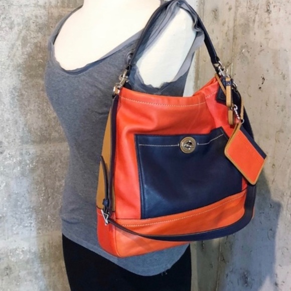 COACH Vermillion Multicolor Leather Hobo Bag NEW!! - Picture 2 of 8